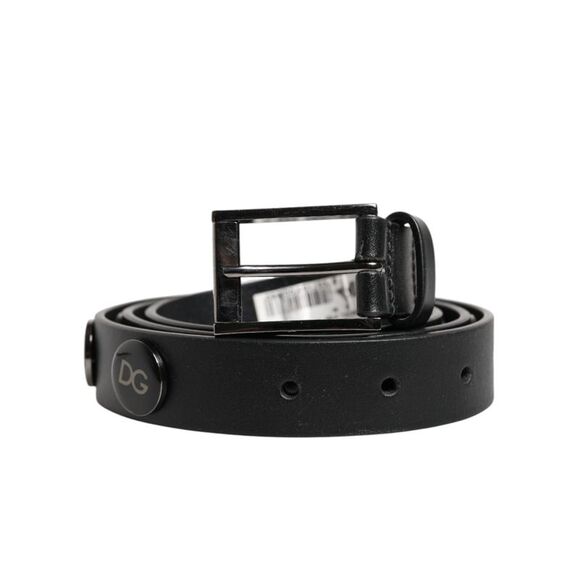 Dolce & Gabbana Black Luxury Leather DG Studs Buckle Men's Belt